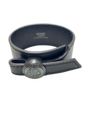 Hermes Bracelet Touareg Leather Black Silver